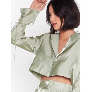 Nasty Gal Satin Cropped Blazer NWT